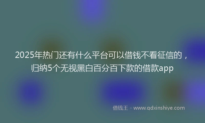 2025年热门还有什么平台可以借钱不看征信的，归纳5个无视黑白百分百下款的借款app