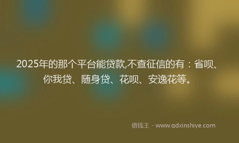 2025年的那个平台能贷款,不查征信的有：省呗、你我贷、随身贷、花呗、安逸花等。