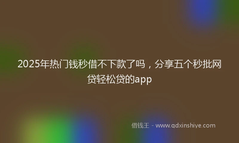 2025年热门钱秒借不下款了吗，分享五个秒批网贷轻松贷的app