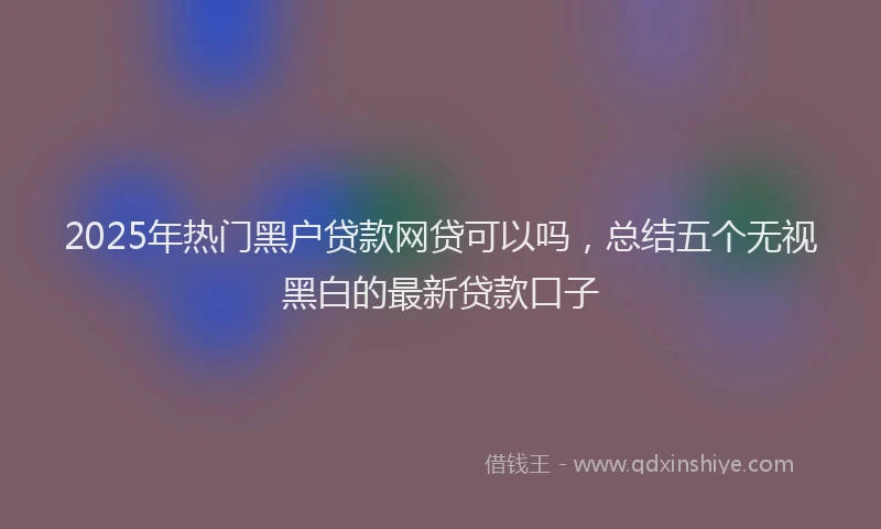 2025年热门黑户贷款网贷可以吗，总结五个无视黑白的最新贷款口子