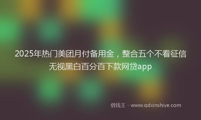 2025年热门美团月付备用金，整合五个不看征信无视黑白百分百下款网贷app