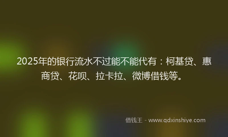 2025年的银行流水不过能不能代有：柯基贷、惠商贷、花呗、拉卡拉、微博借钱等。