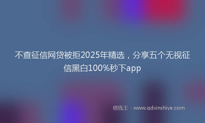 不查征信网贷被拒2025年精选，分享五个无视征信黑白100%秒下app