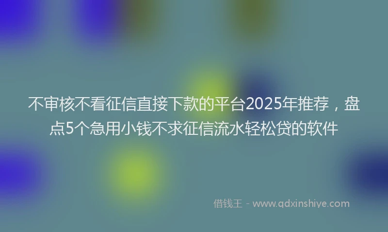 不审核不看征信直接下款的平台2025年推荐，盘点5个急用小钱不求征信流水轻松贷的软件