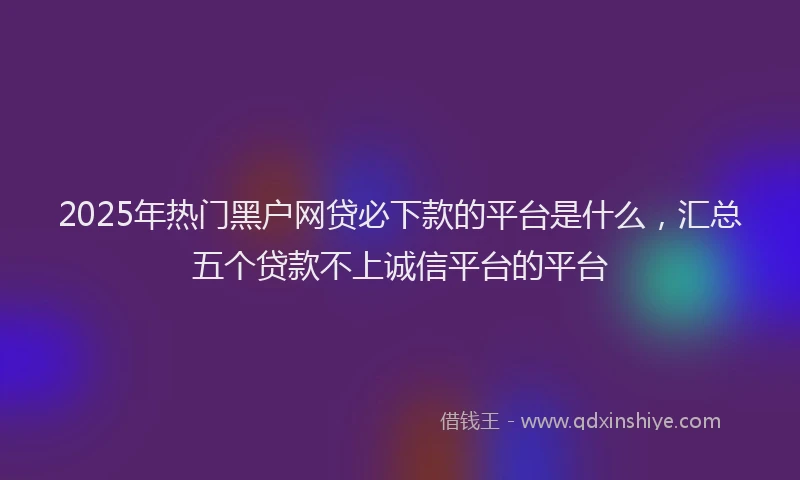 2025年热门黑户网贷必下款的平台是什么，汇总五个贷款不上诚信平台的平台