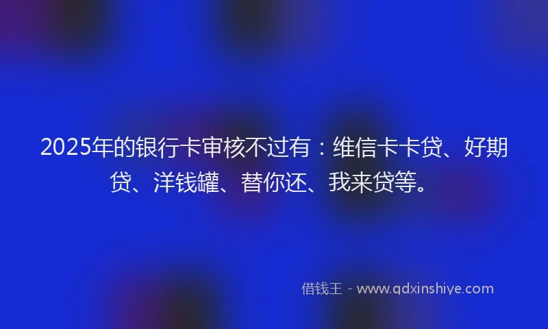 2025年的银行卡审核不过有：维信卡卡贷、好期贷、洋钱罐、替你还、我来贷等。