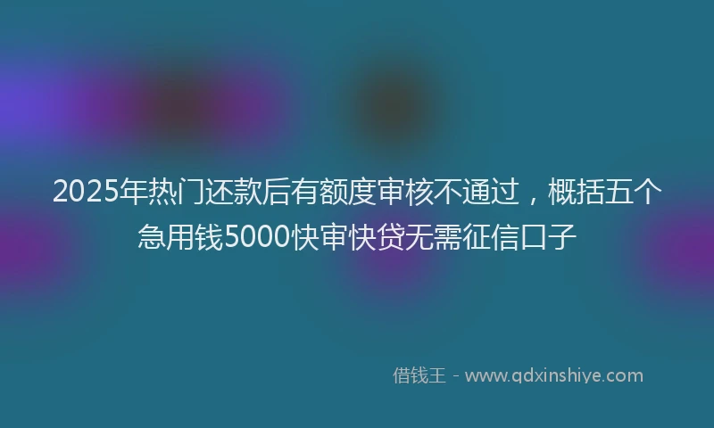 2025年热门还款后有额度审核不通过，概括五个急用钱5000快审快贷无需征信口子