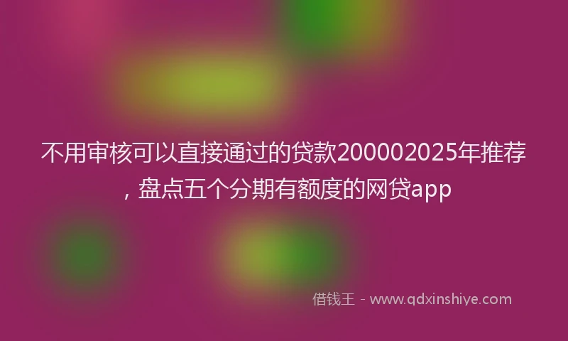 不用审核可以直接通过的贷款200002025年推荐，盘点五个分期有额度的网贷app