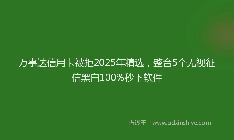 万事达信用卡被拒2025年精选，整合5个无视征信黑白100%秒下软件