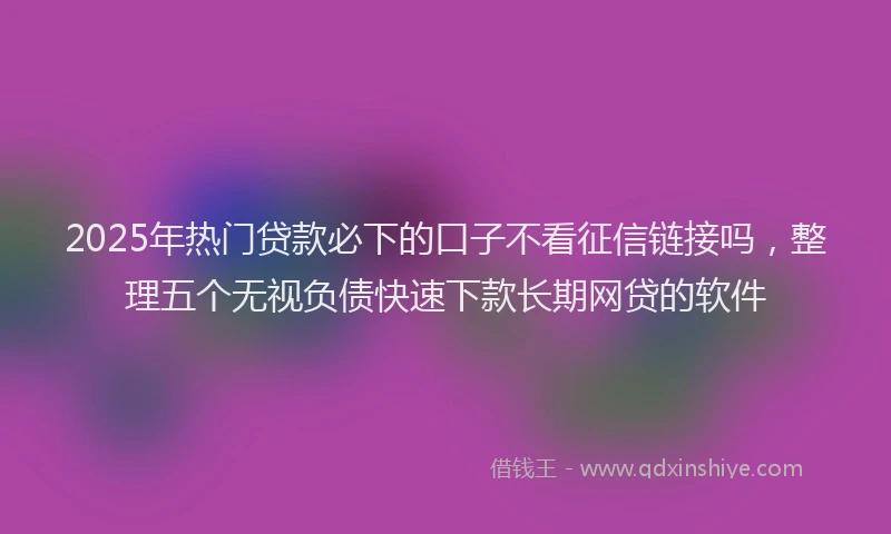 2025年热门贷款必下的口子不看征信链接吗，整理五个无视负债快速下款长期网贷的软件