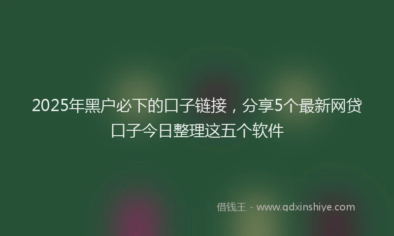 2025年黑户必下的口子链接，分享5个最新网贷口子今日整理这五个软件