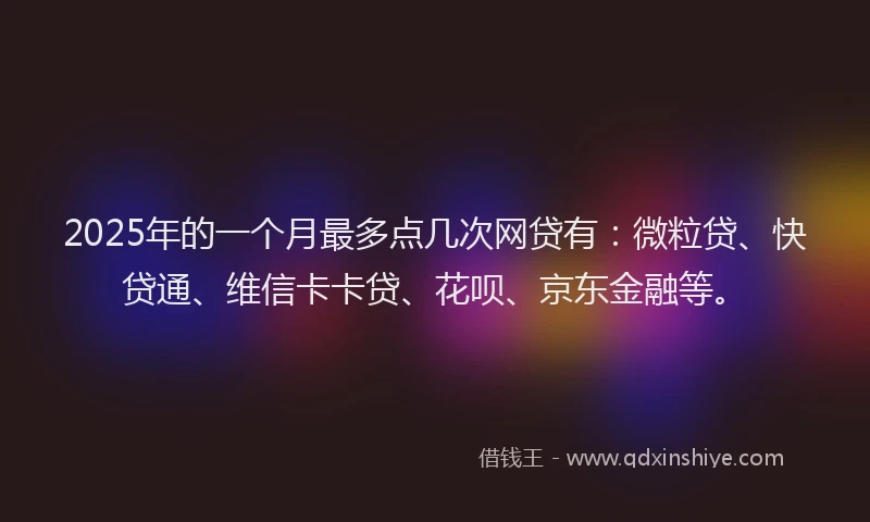 2025年的一个月最多点几次网贷有：微粒贷、快贷通、维信卡卡贷、花呗、京东金融等。