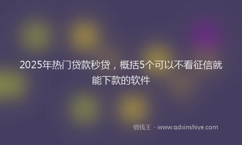2025年热门贷款秒贷，概括5个可以不看征信就能下款的软件