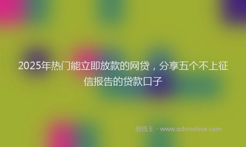 2025年热门能立即放款的网贷，分享五个不上征信报告的贷款口子