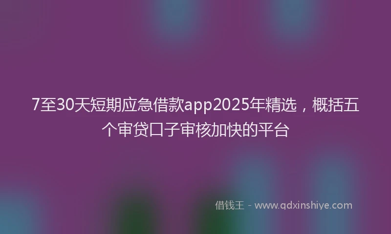 7至30天短期应急借款app2025年精选，概括五个审贷口子审核加快的平台