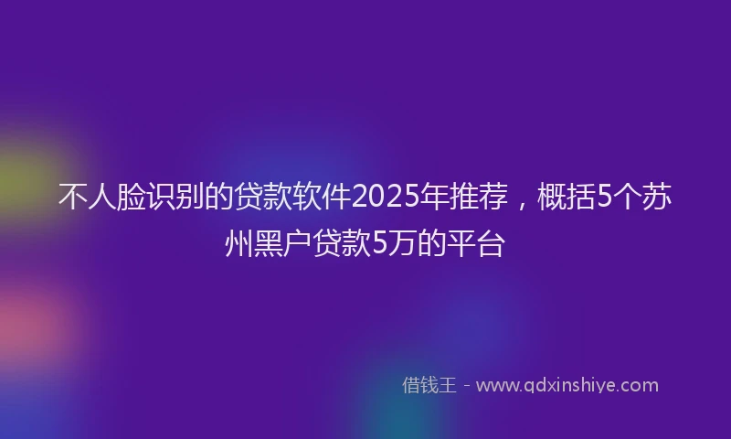 不人脸识别的贷款软件2025年推荐，概括5个苏州黑户贷款5万的平台