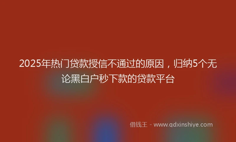 2025年热门贷款授信不通过的原因，归纳5个无论黑白户秒下款的贷款平台