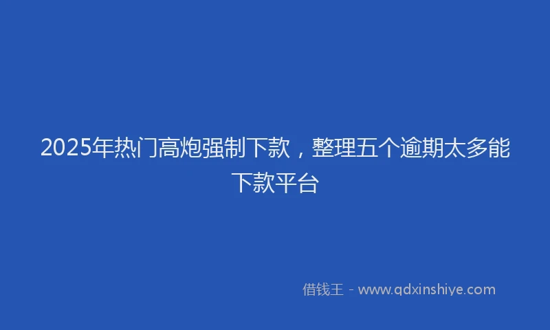 2025年热门高炮强制下款，整理五个逾期太多能下款平台