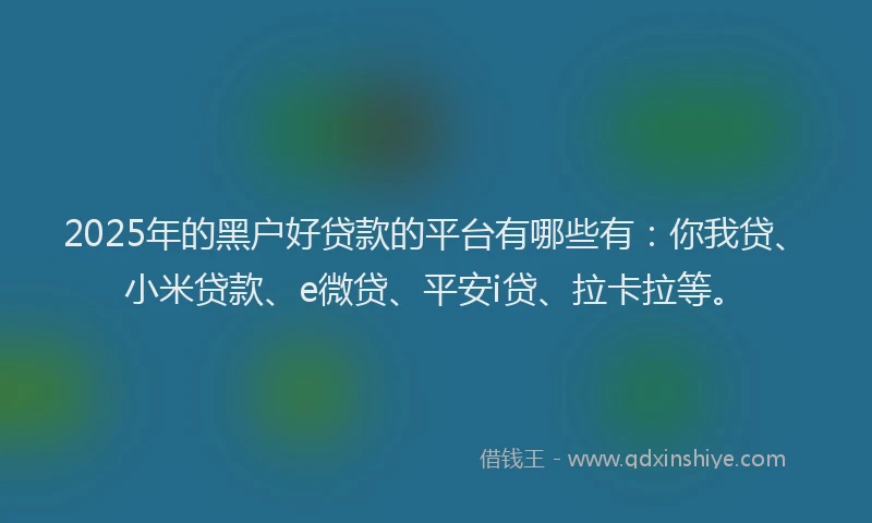 2025年的黑户好贷款的平台有哪些有：你我贷、小米贷款、e微贷、平安i贷、拉卡拉等。