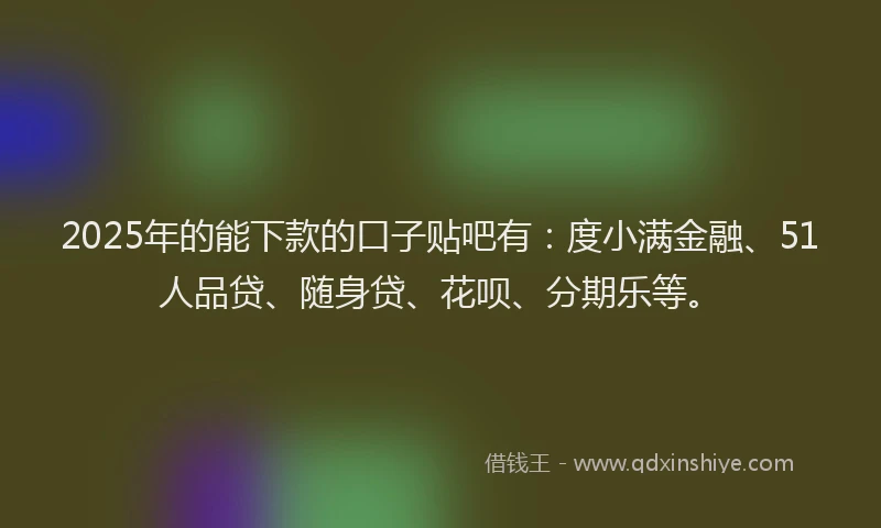2025年的能下款的口子贴吧有：度小满金融、51人品贷、随身贷、花呗、分期乐等。