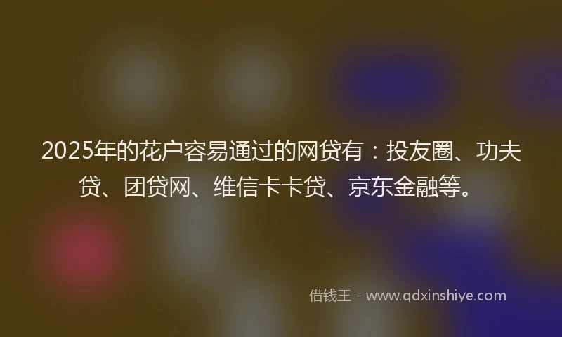 2025年的花户容易通过的网贷有：投友圈、功夫贷、团贷网、维信卡卡贷、京东金融等。