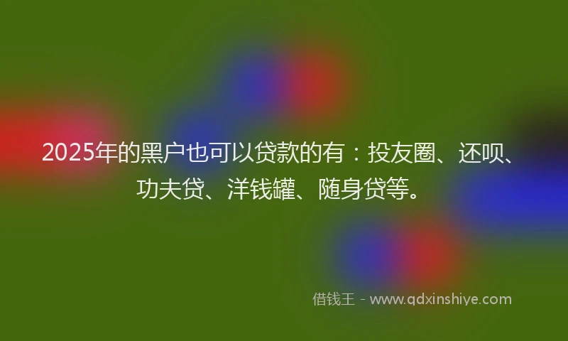 2025年的黑户也可以贷款的有：投友圈、还呗、功夫贷、洋钱罐、随身贷等。