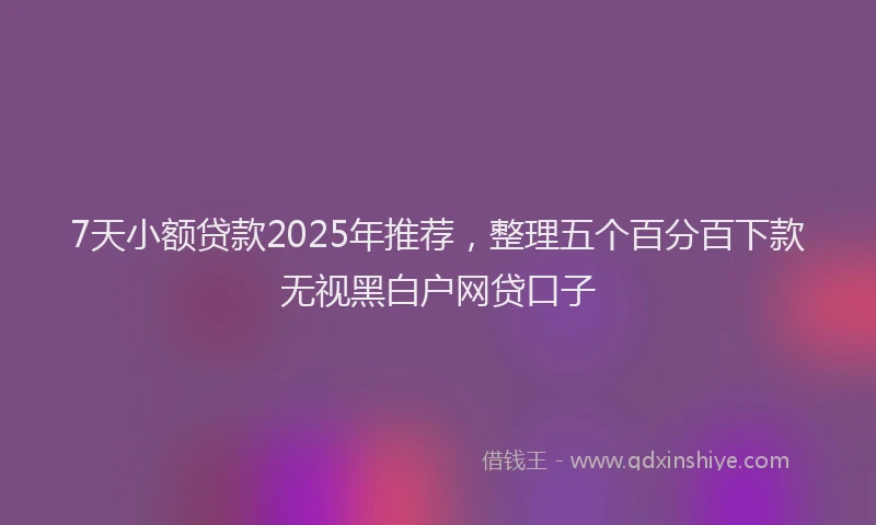 7天小额贷款2025年推荐，整理五个百分百下款无视黑白户网贷口子