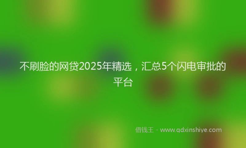 不刷脸的网贷2025年精选，汇总5个闪电审批的平台