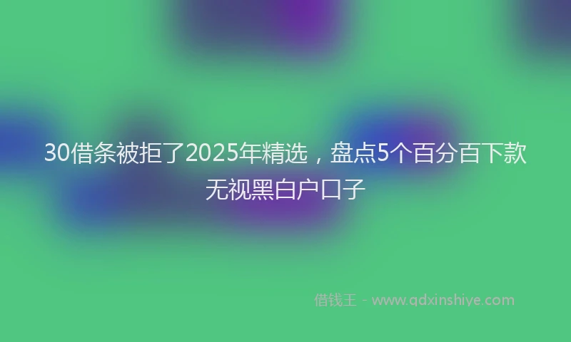 30借条被拒了2025年精选，盘点5个百分百下款无视黑白户口子