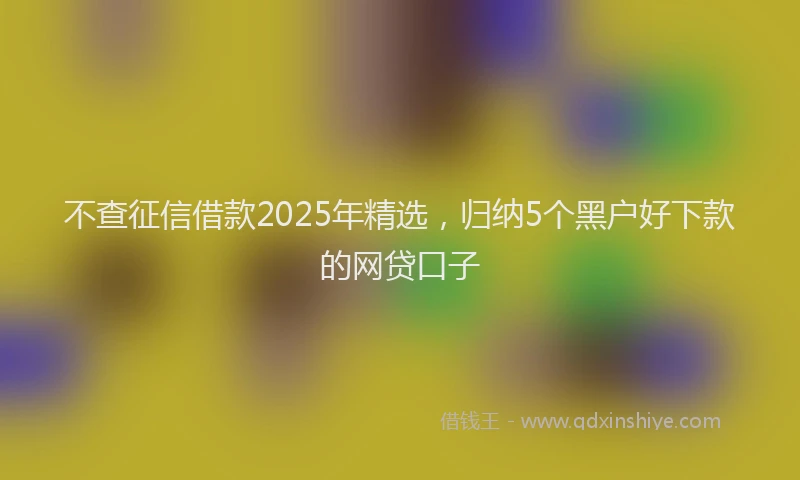不查征信借款2025年精选，归纳5个黑户好下款的网贷口子