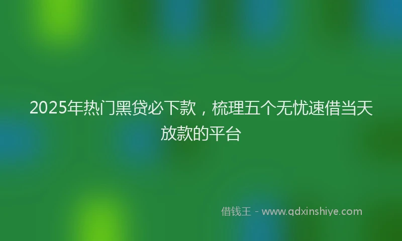 2025年热门黑贷必下款，梳理五个无忧速借当天放款的平台