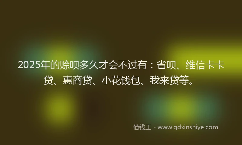 2025年的赊呗多久才会不过有：省呗、维信卡卡贷、惠商贷、小花钱包、我来贷等。