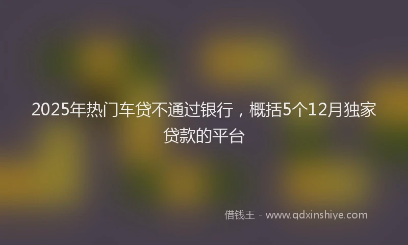 2025年热门车贷不通过银行，概括5个12月独家贷款的平台