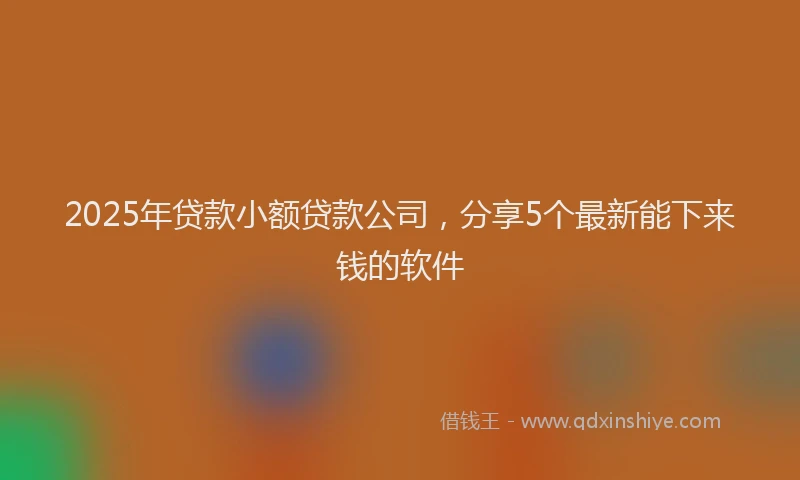 2025年贷款小额贷款公司，分享5个最新能下来钱的软件