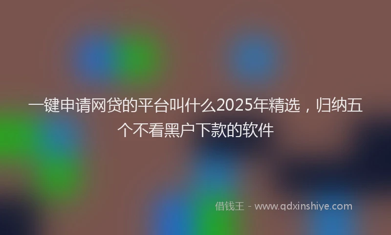 一键申请网贷的平台叫什么2025年精选，归纳五个不看黑户下款的软件
