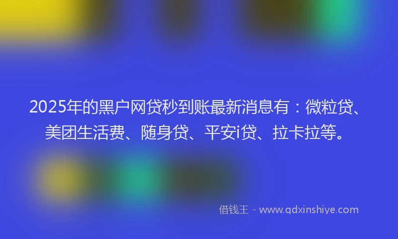 2025年的黑户网贷秒到账最新消息有：微粒贷、美团生活费、随身贷、平安i贷、拉卡拉等。