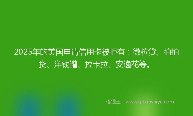 2025年的美国申请信用卡被拒有：微粒贷、拍拍贷、洋钱罐、拉卡拉、安逸花等。