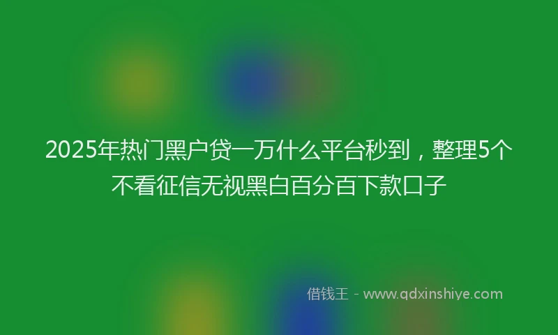 2025年热门黑户贷一万什么平台秒到，整理5个不看征信无视黑白百分百下款口子