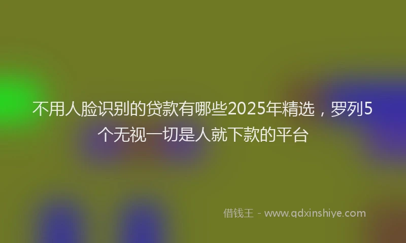 不用人脸识别的贷款有哪些2025年精选，罗列5个无视一切是人就下款的平台