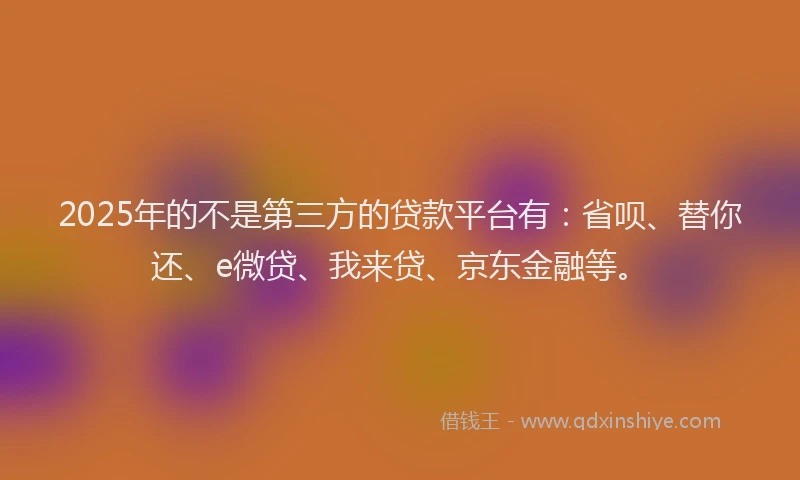 2025年的不是第三方的贷款平台有：省呗、替你还、e微贷、我来贷、京东金融等。