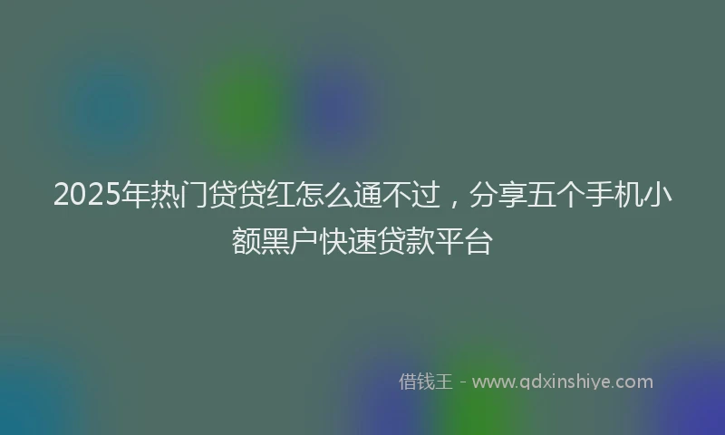 2025年热门贷贷红怎么通不过，分享五个手机小额黑户快速贷款平台