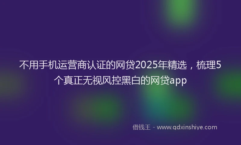 不用手机运营商认证的网贷2025年精选，梳理5个真正无视风控黑白的网贷app