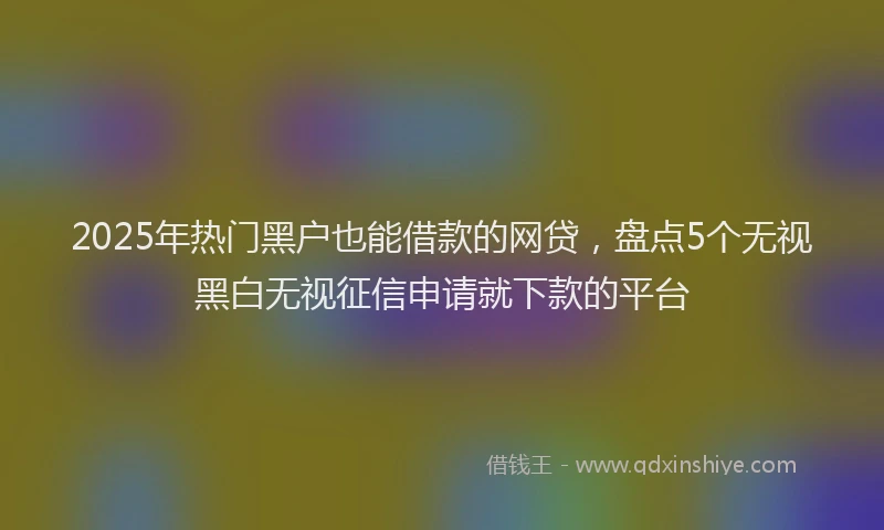 2025年热门黑户也能借款的网贷，盘点5个无视黑白无视征信申请就下款的平台