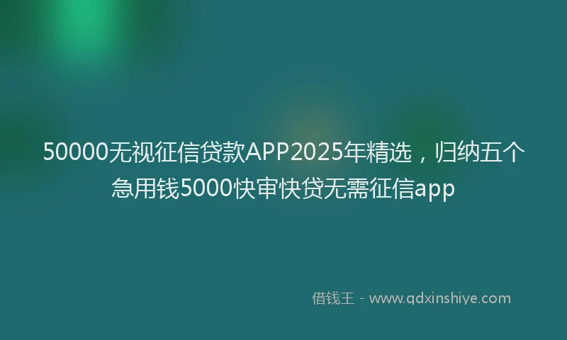 50000无视征信贷款APP2025年精选，归纳五个急用钱5000快审快贷无需征信app