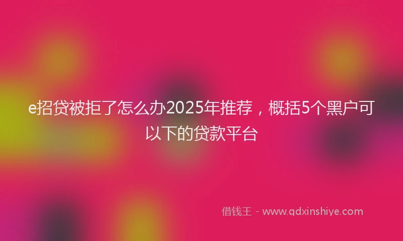 e招贷被拒了怎么办2025年推荐，概括5个黑户可以下的贷款平台