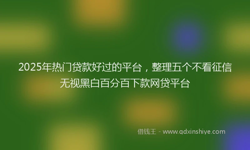 2025年热门贷款好过的平台，整理五个不看征信无视黑白百分百下款网贷平台