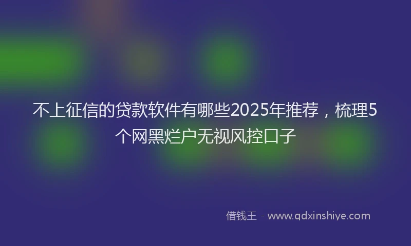 不上征信的贷款软件有哪些2025年推荐，梳理5个网黑烂户无视风控口子
