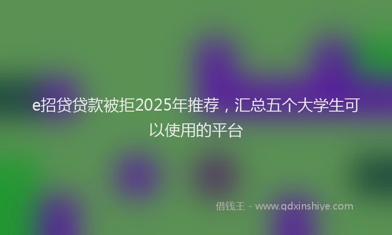 e招贷贷款被拒2025年推荐，汇总五个大学生可以使用的平台