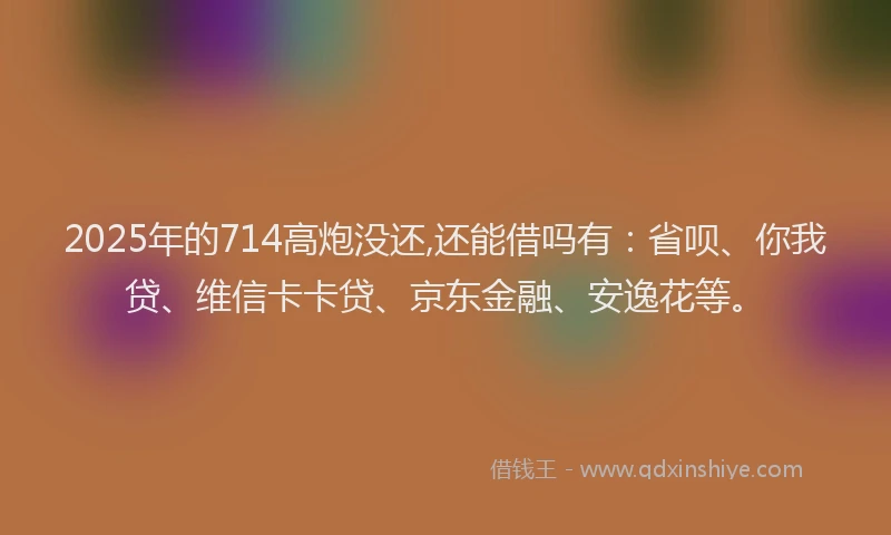 2025年的714高炮没还,还能借吗有：省呗、你我贷、维信卡卡贷、京东金融、安逸花等。