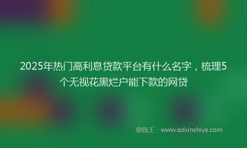 2025年热门高利息贷款平台有什么名字，梳理5个无视花黑烂户能下款的网贷